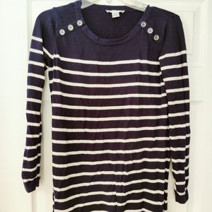 Striped sweater with button detail